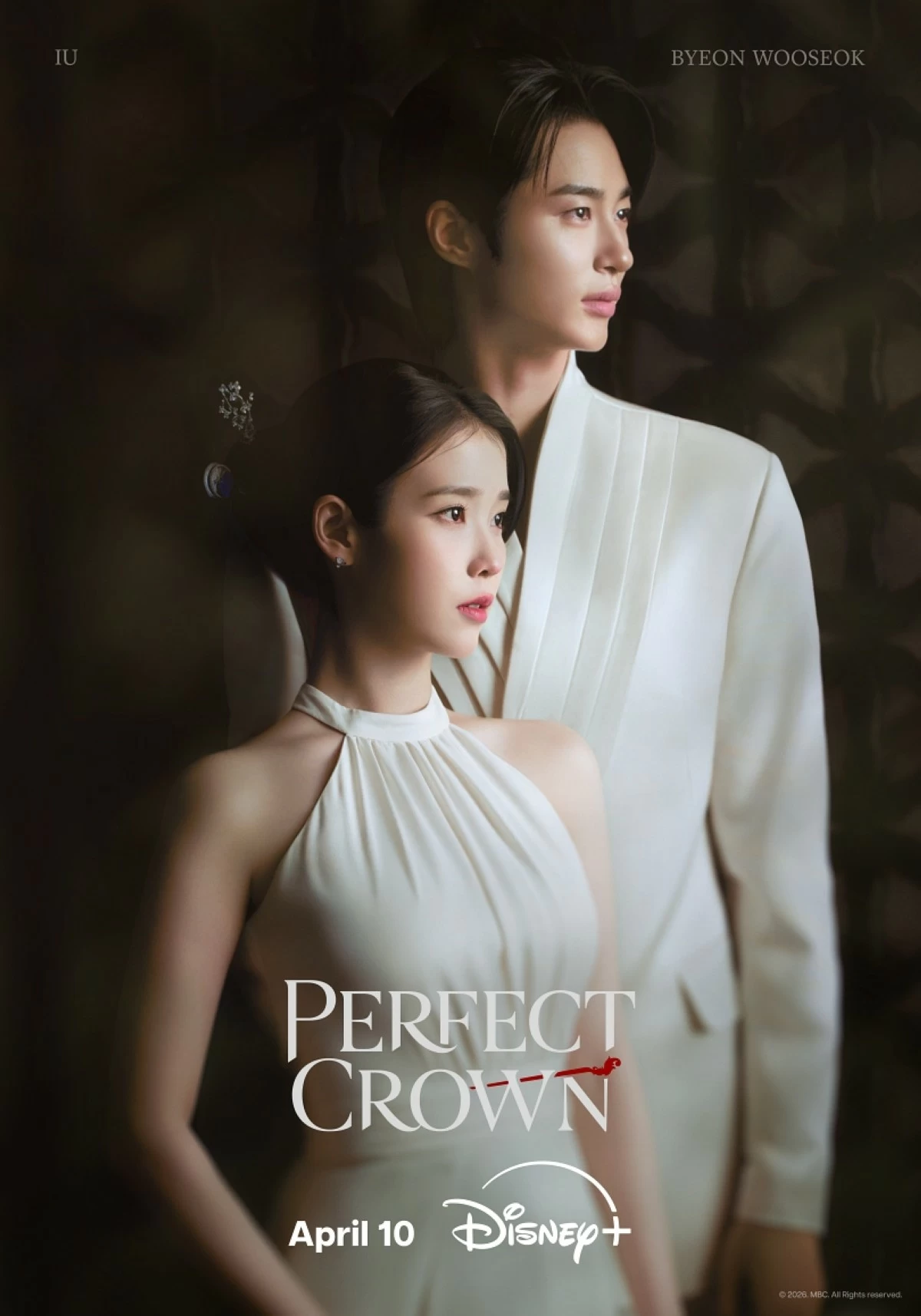 Korean stars IU and Byeon Woo-seok in “Perfect Crown” (Disney )
