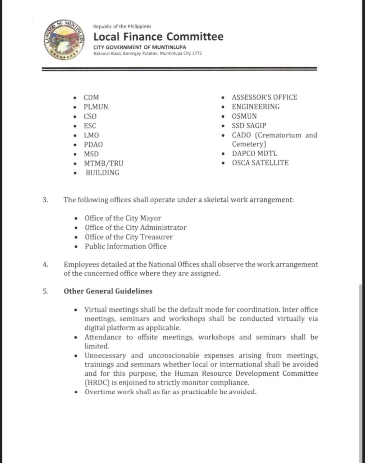 The resolution of the Local Finance Committee signed by Muntinlupa Mayor Ruffy Biazon (Photo from Mayor Biazon's Facebook account) 