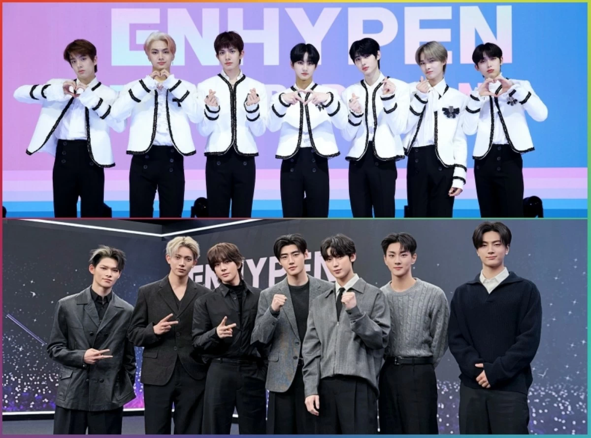 (Top) ENHYPEN during their media showcase for their debut album 