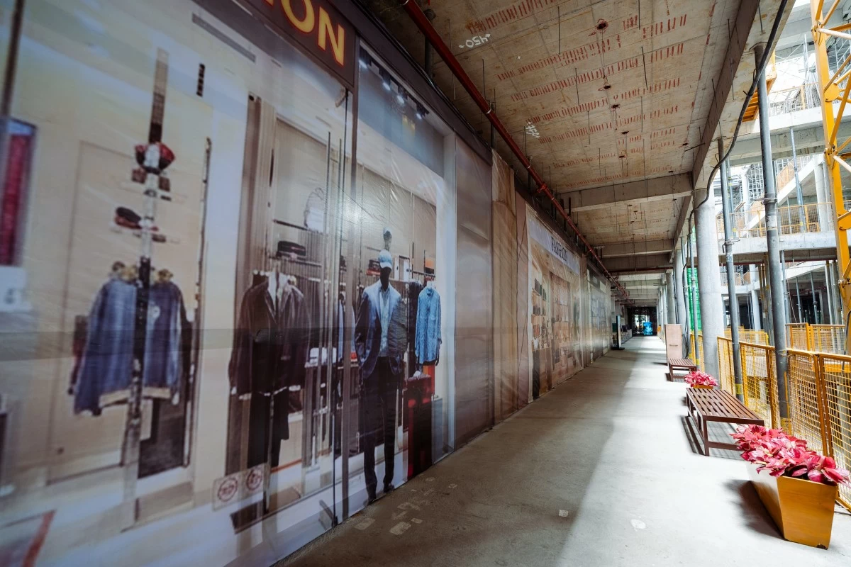 Storefront mock-ups were also placed to offer a preview of the retail spaces, envisioned for a curated selection of well-loved fashion brands.