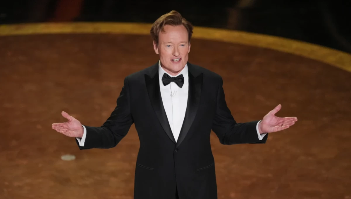 Conan O'Brien speaks during the Oscars in Los Angeles on March 2, 2025 (AP) 