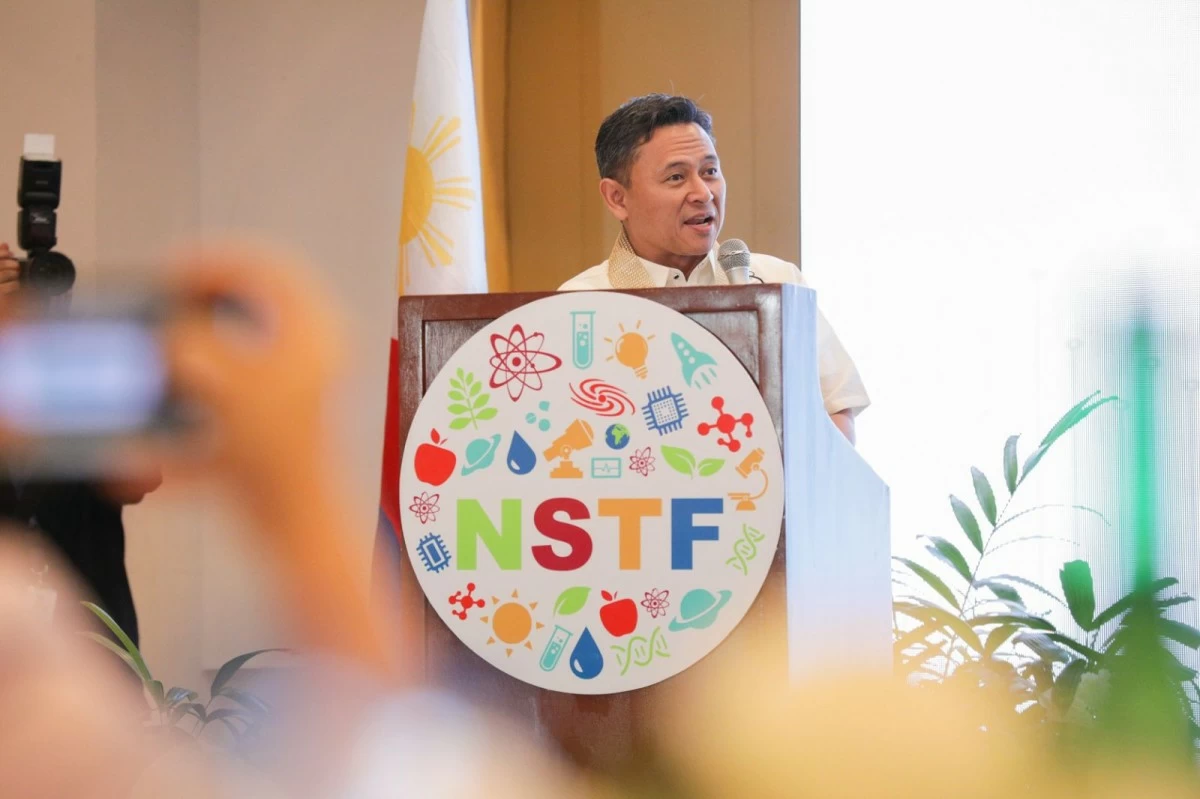 Department of Education (DepEd) Secretary Sonny Angara officially opens the 2026 National Science and Technology Fair (NSTF) in Quezon City, urging young Filipino scientists to develop technology-driven solutions that can help address national and global challenges. (DepEd photo)