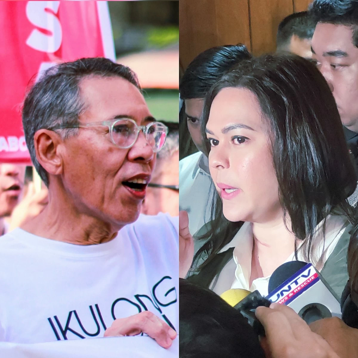 Akbayan Party-list Rep. Chel Diokno (left), Vice President Sara Duterte (Akbayan Party-list, MANILA BULLETIN)