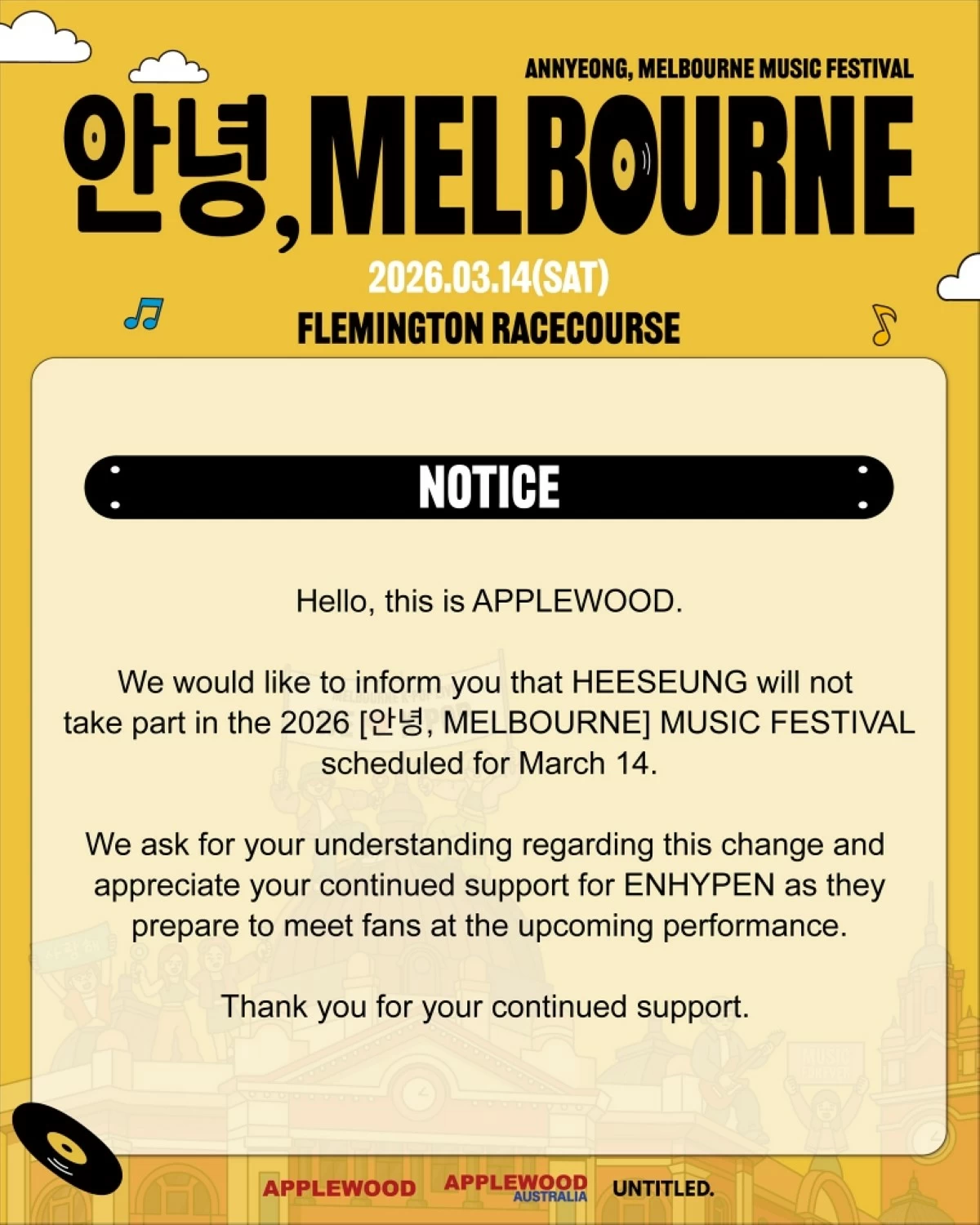 The  announcement by Applewood on March 12 (X) 