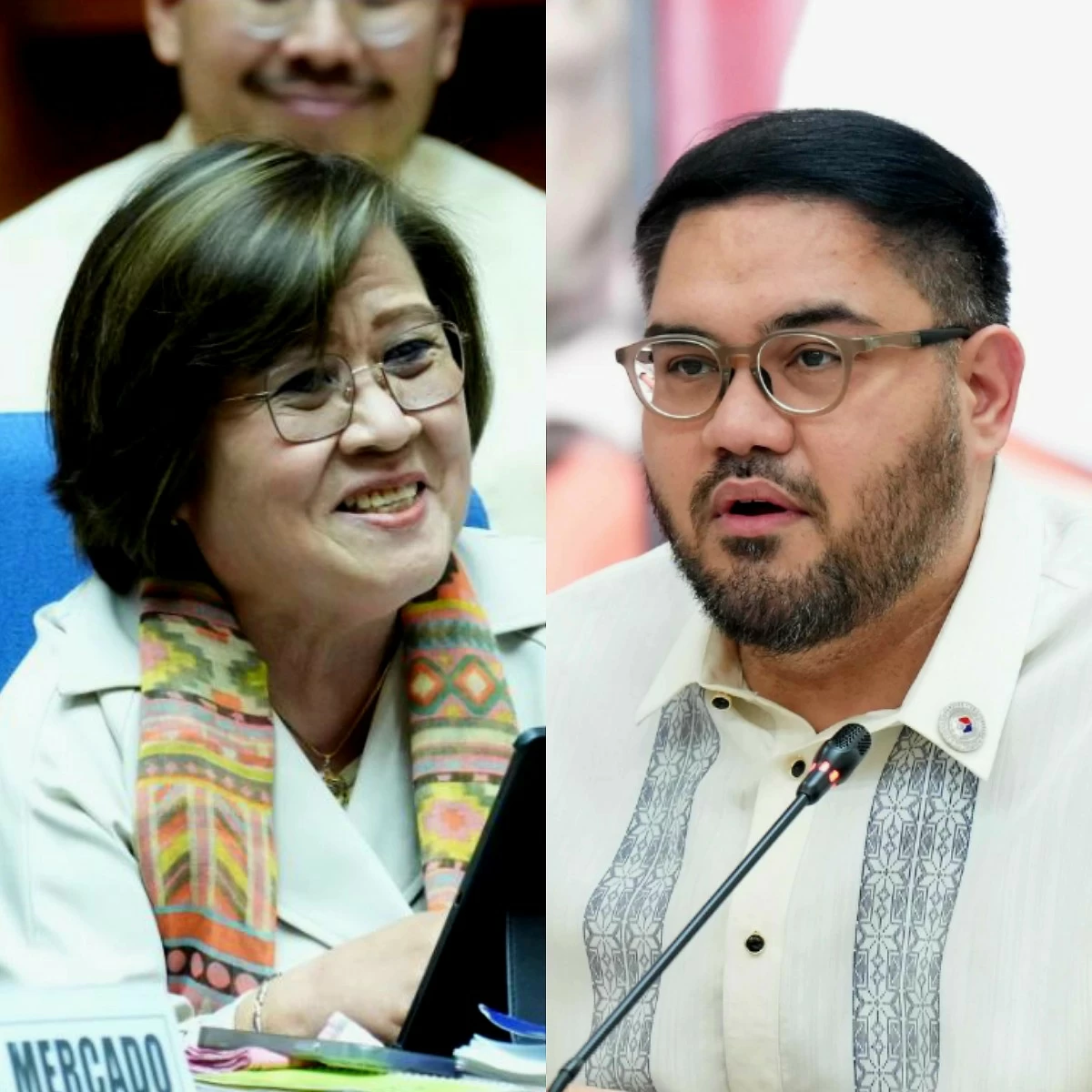 La Union 1st district Rep. Paolo Ortega V (left) Mamamayang Liberal (ML) Party-list Rep. Leila de Lima (PPAB)
