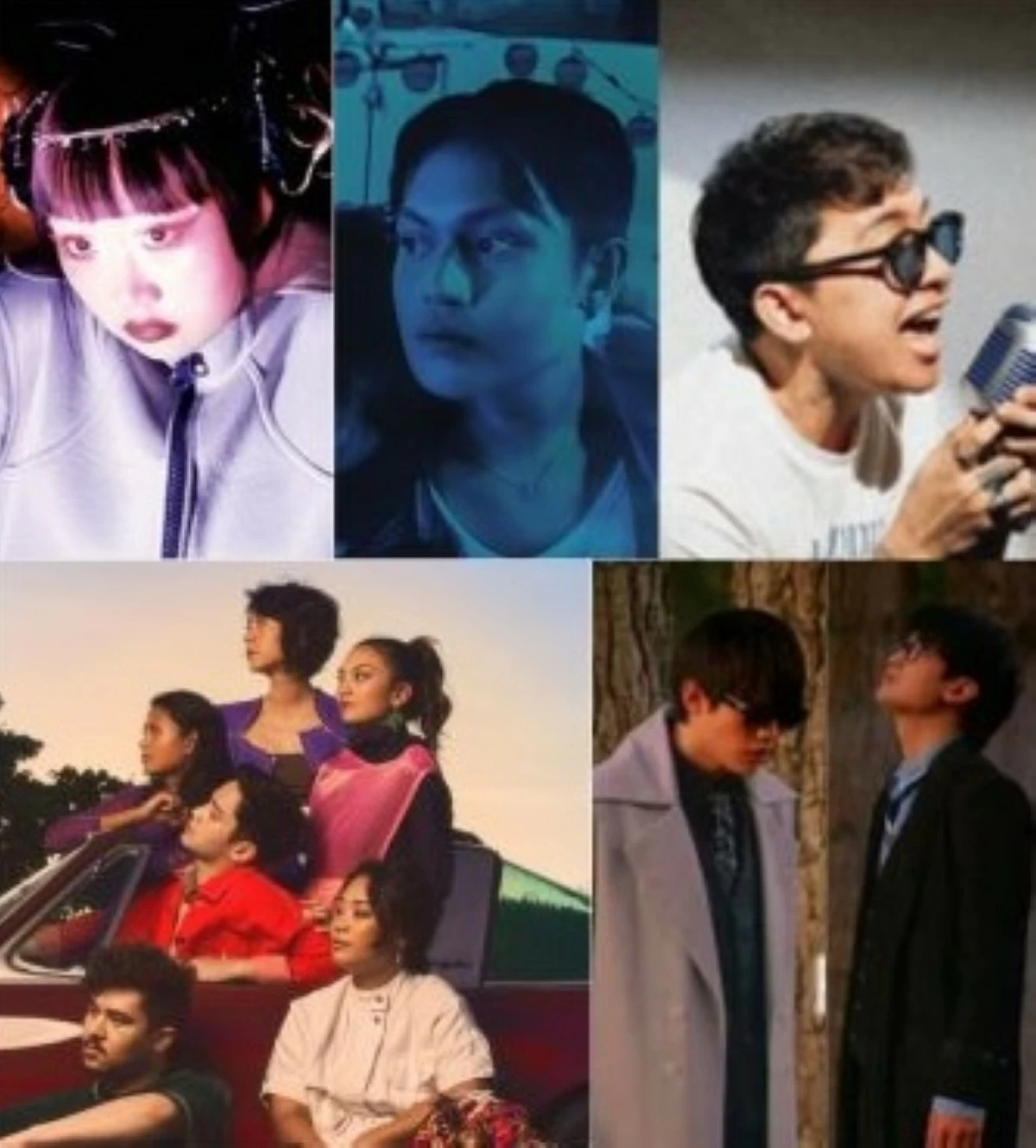 Composite photo from (top left) Ena Mori Ac3 Banzuelo, John Roa, Adie, Arthur Nery, and The Ransom Collective from their official Facebook accounts.