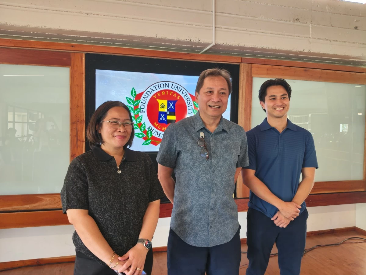 Charlotte V. Cariño, Executive Officer for Academic Programs; Victor Vicente Sinco, University President; Stephen Sinco, Vice Chancellor of Innovation