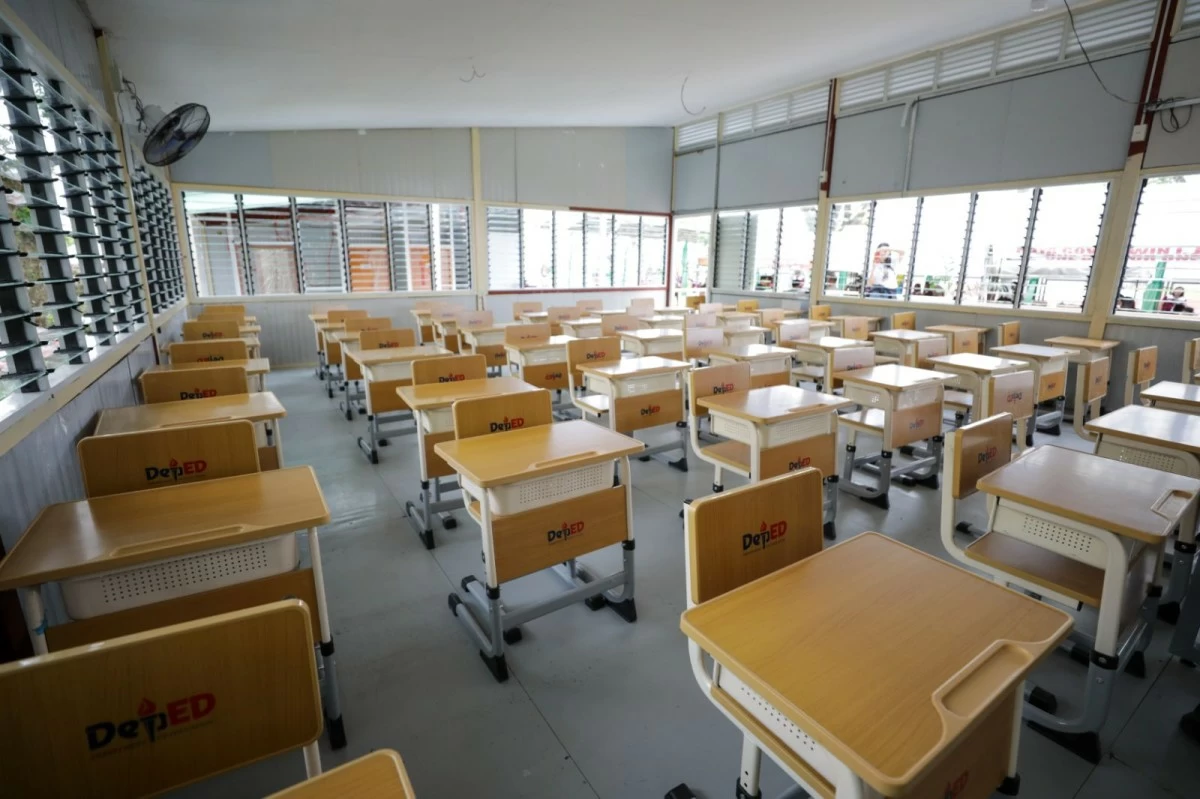 DepEd said these rapidly deployable units engineered with storm guards that can accommodate 45 learners each, serve as a modernized defense against education disruptions while permanent repairs are underway. (DepEd photo)