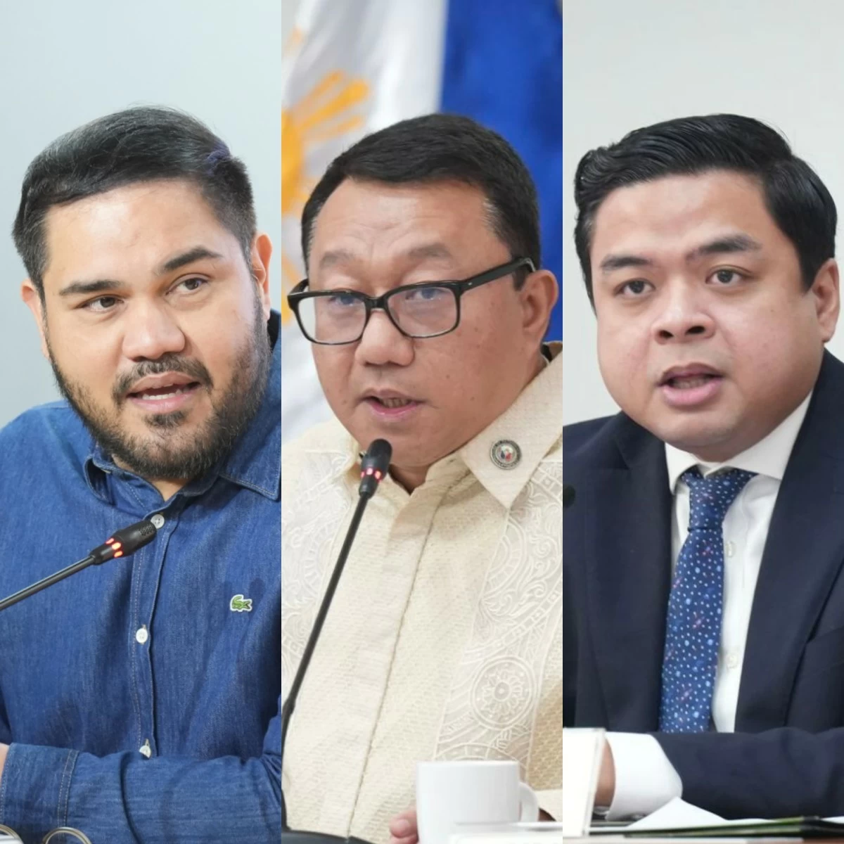 From left to right: La Union 1st district Rep. Paolo Ortega V, Manila 3rd district Rep. Joel Chua, Bicol Saro Party-list Rep. Terry Ridon (PPAB)