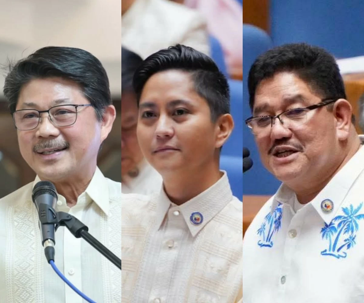From left to right: Speaker Faustino “Bojie” Dy III, Majority Leader Sandro Marcos, and Minority Leader Marcelino “Nonoy” Libanan (Facebook, PPAB)