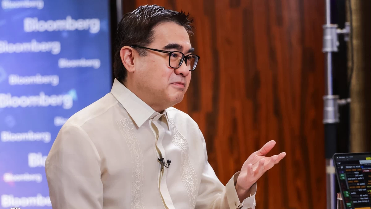 Finance Secretary and Monetary Board Member Frederick D. Go speaks during a Bloomberg interview on March 17. Go signaled a potential interest rate hike in April if global oil prices remain elevated. (From DOF Facebook page)