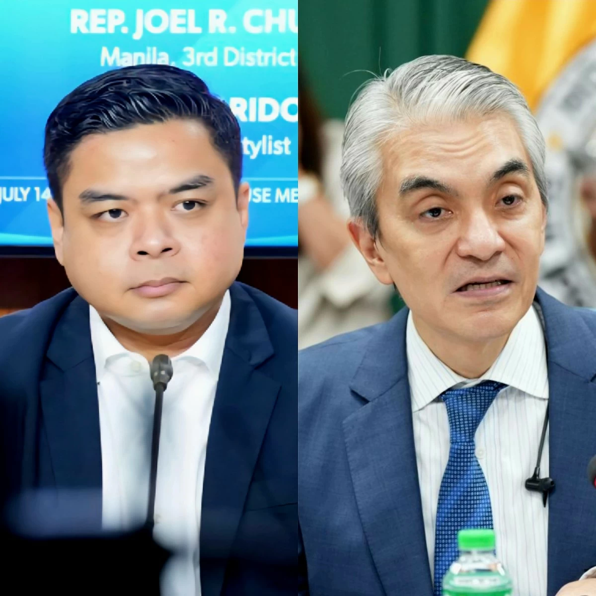 Bicol Saro Party-list Rep. Terry Ridon (left), Navotas City lone district Rep. Toby Tiangco (Facebook)