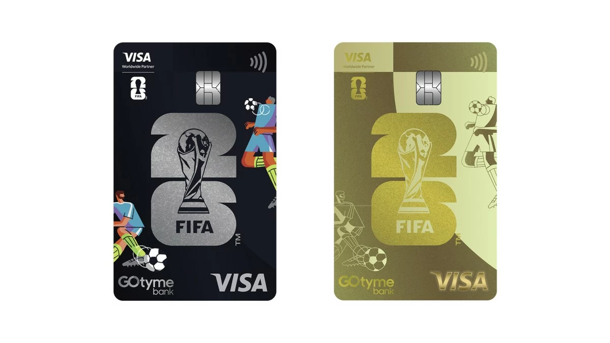 The limited-edition GoTyme Bank Visa Debit Cards in Pitch Black and Trophy Gold.