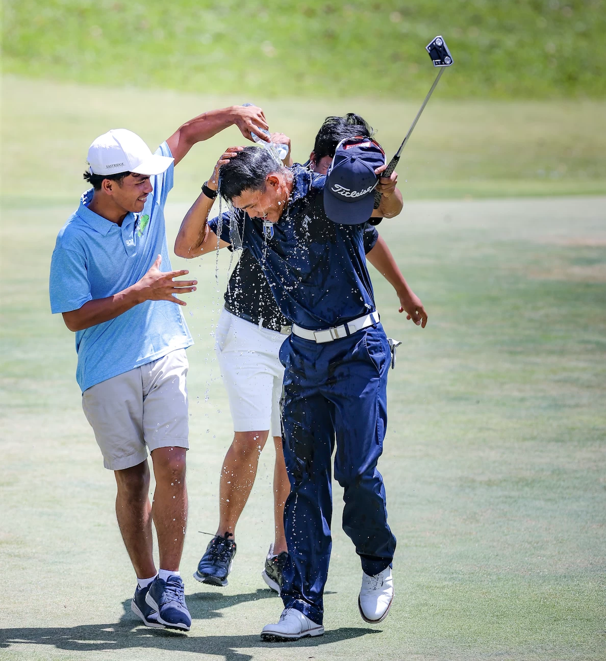 Bobe Salahog soaks in the moment after outlasting the field in a wind-whipped, final-hole thriller to capture low medal honors at the Philippine Golf Tour Q-School at Splendido Taal.
