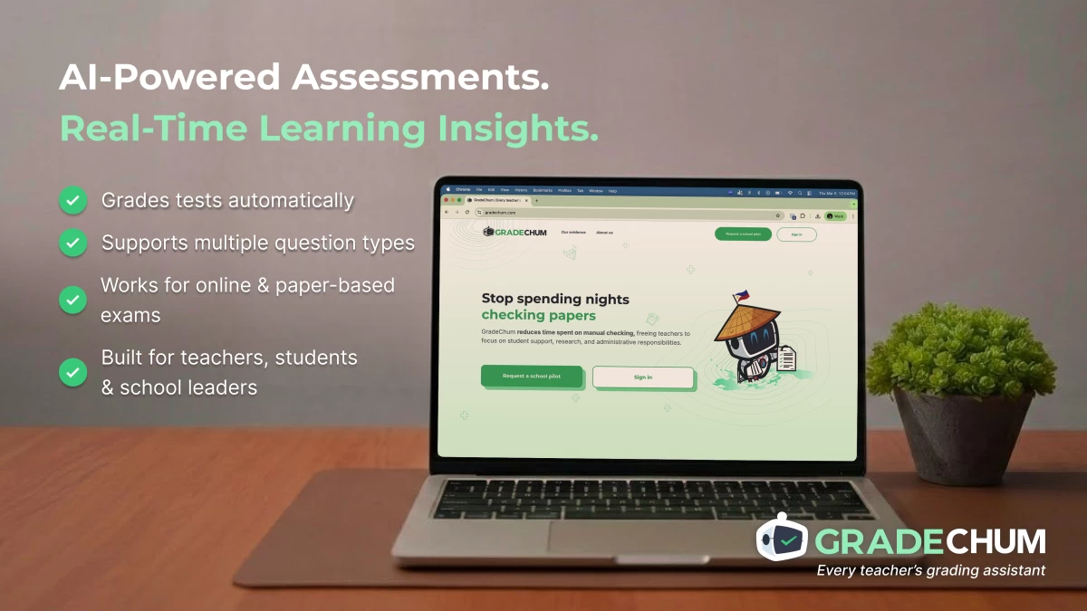 The GradeChum platform by CodeChum Software Solutions Inc. leverages AI to automate the checking of student work, bridging the gap between traditional handwriting and digital efficiency.