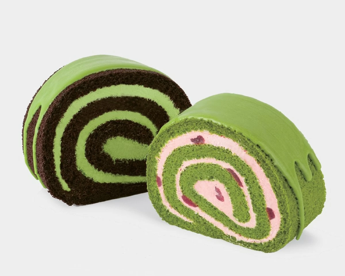 Black Roll Cake and Strawberry Roll Cake