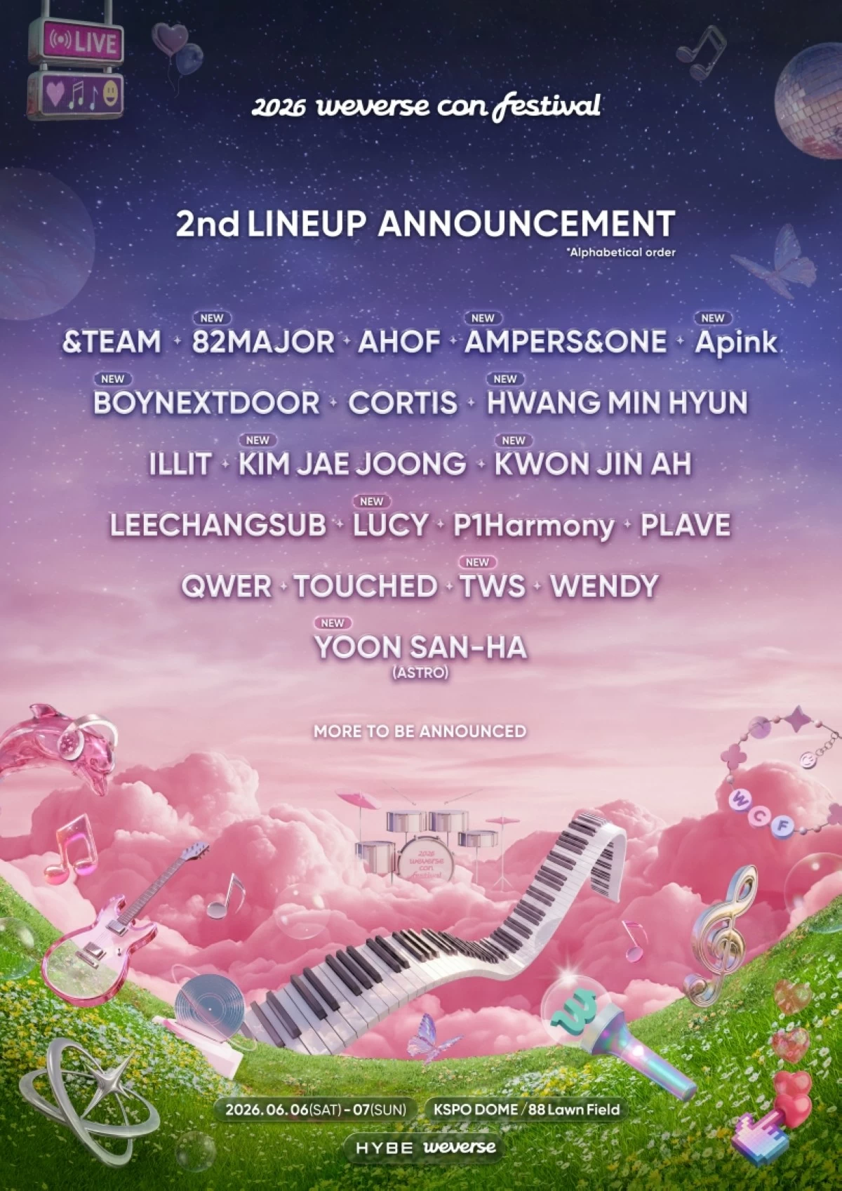 The second lineup for 2026 Weverse Con Festival (Weverse)
