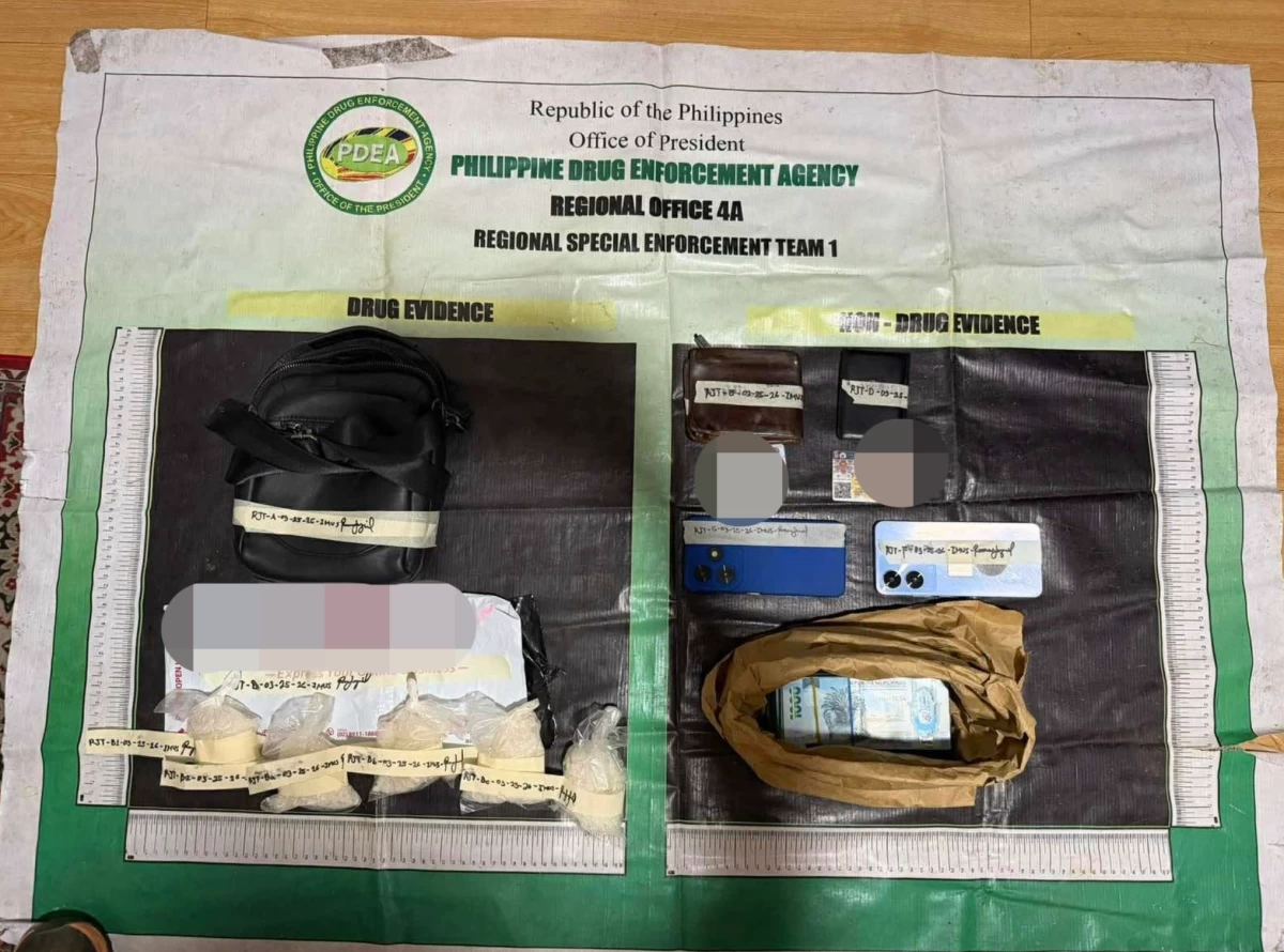 Pieces of evidence, including 500 grams of suspected shabu, confiscated during the buy-bust operation in Imus City on March 25 (Photo from PDEA Calabarzon/MANILA BULLETIN)