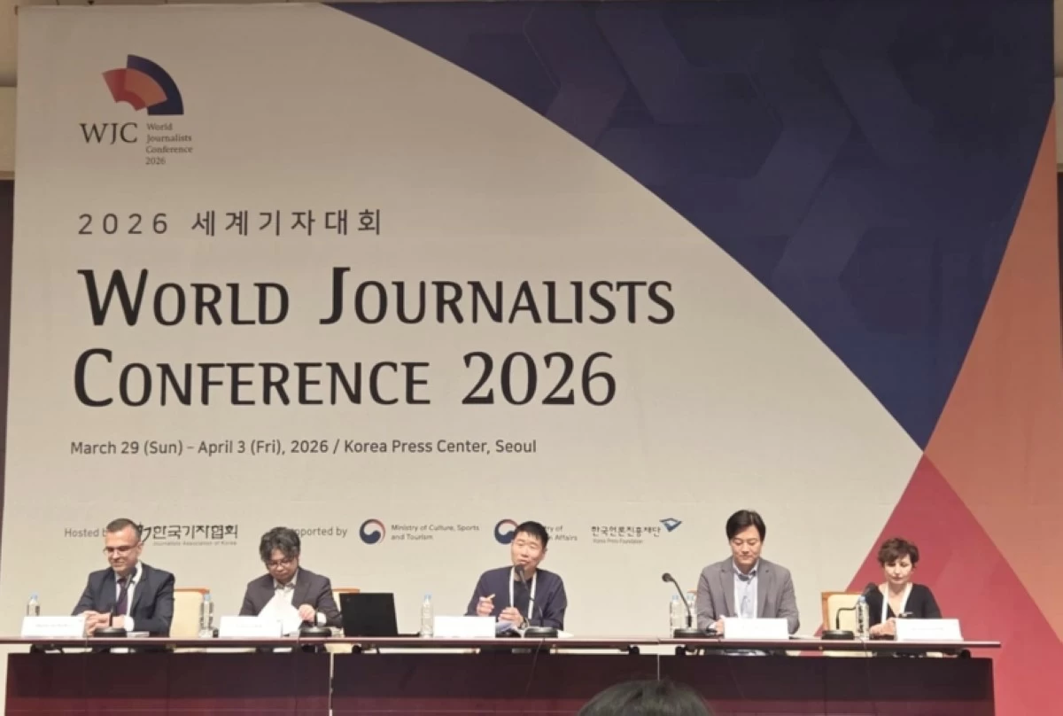 The moderator and speakers for Conference II of the World Journalists Conference 2026 (Jonathan Hicap) 