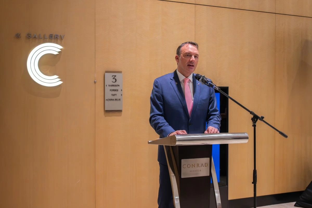 Conrad Manila’s General Manager Rupert Hallam welcomes guests at the exhibit opening
