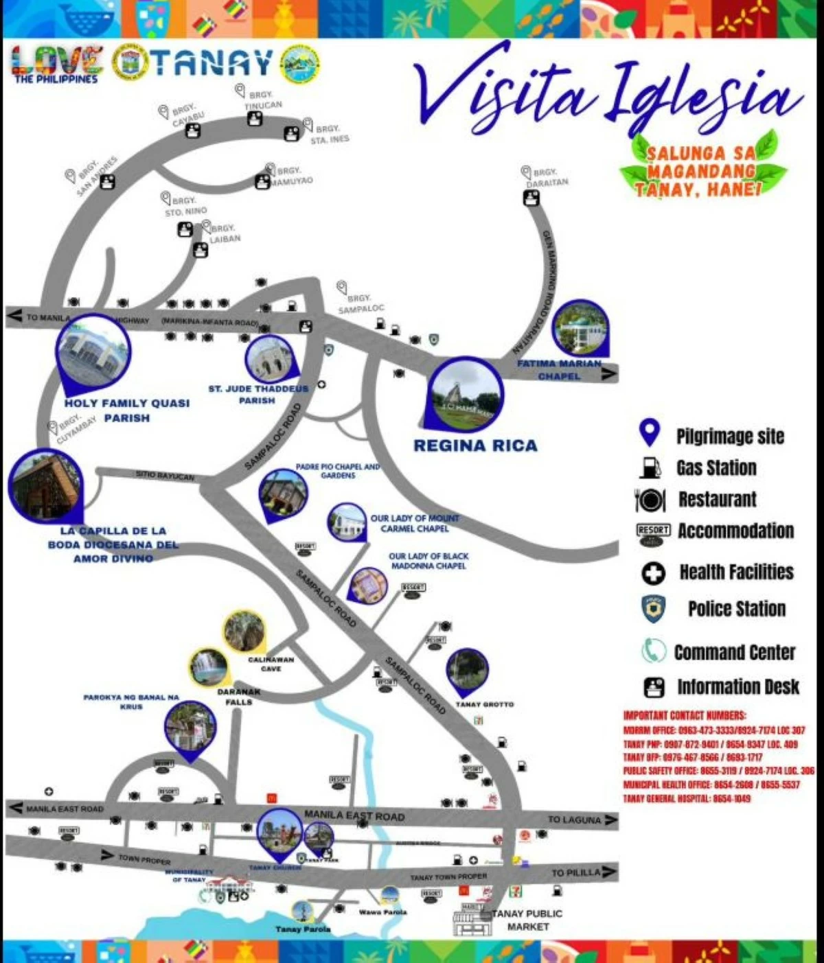 The map of the Visita Iglesia sites in Tanay, Rizal (from Tanay Tourism Office's FB page)