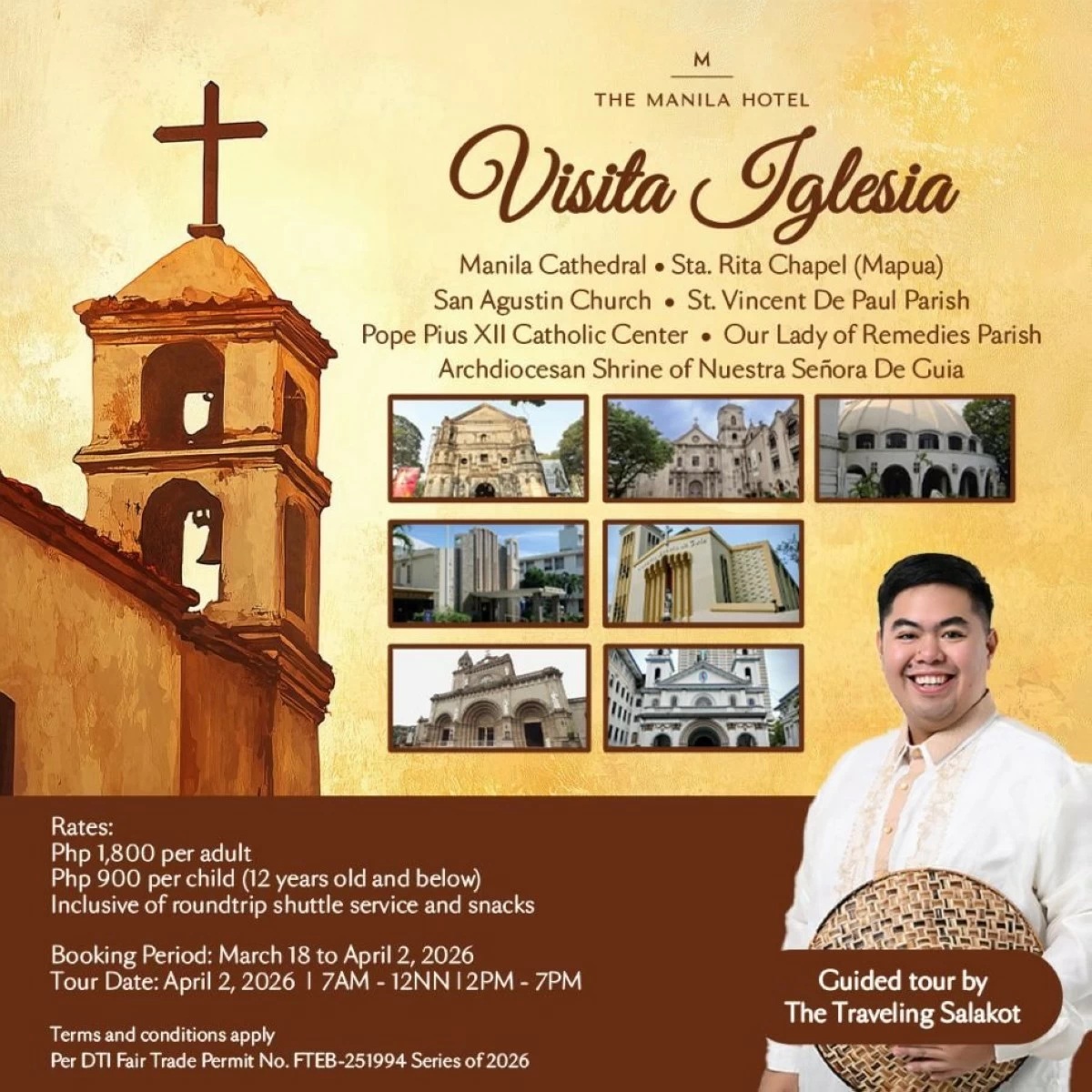 Details for The Manila Hotel's Visita Iglesia tour with Traveling Salakot (Photo from The Manila Hotel | Facebook)