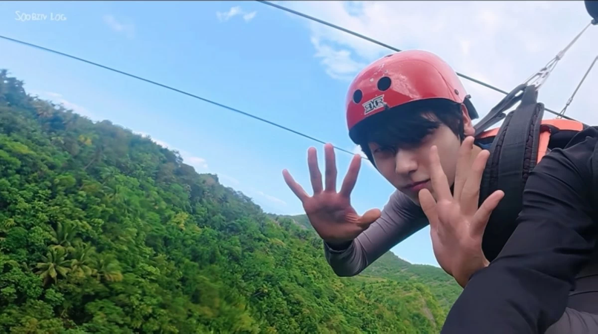 Tomorrow X Together member Soobin in Cebu (Screenshot from TXT video on YouTube) 