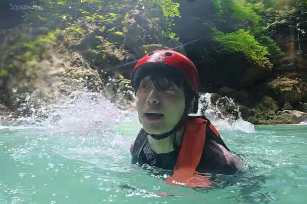 Tomorrow X Together member Soobin in Cebu (Screenshot from TXT video on YouTube) 