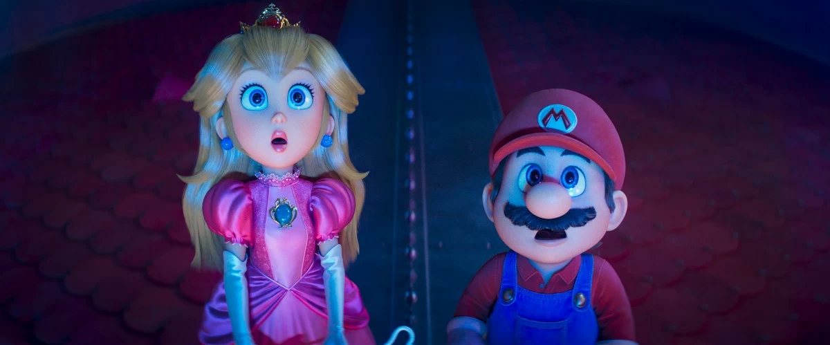 L to R: Princess Peach and Mario  in Nintendo and Illumination’s THE SUPER MARIO GALAXY MOVIE, directed by Aaron Horvath and Michael Jelenic.