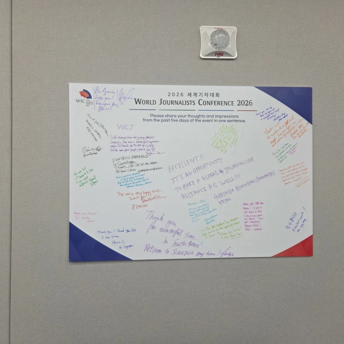 Messages written by journalists who participated at the World Journalists Conference 2026 on April 2 (Jonathan Hicap) 