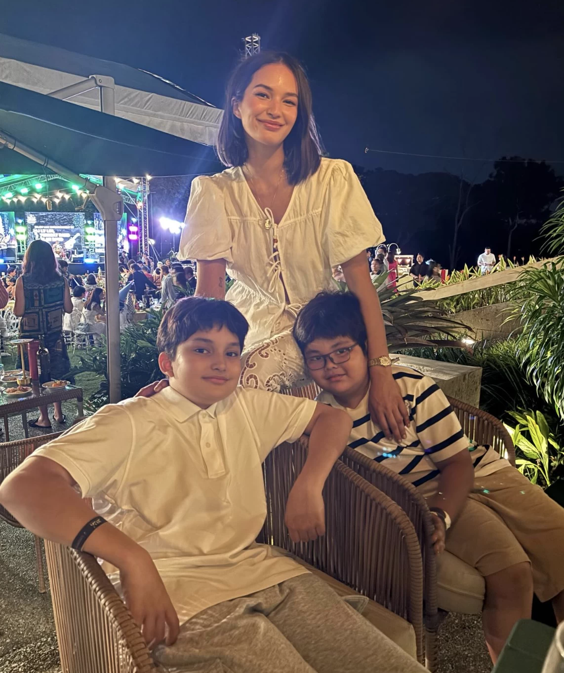 Sarah Lahbati with children Zion and Kai