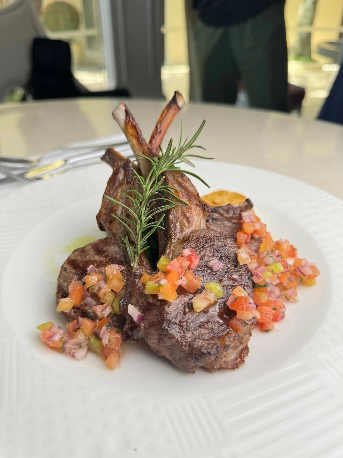 Taza Fresh Table’s take on Aussie lamb: simply grilled, lightly seasoned, and left to let its natural flavors shine.