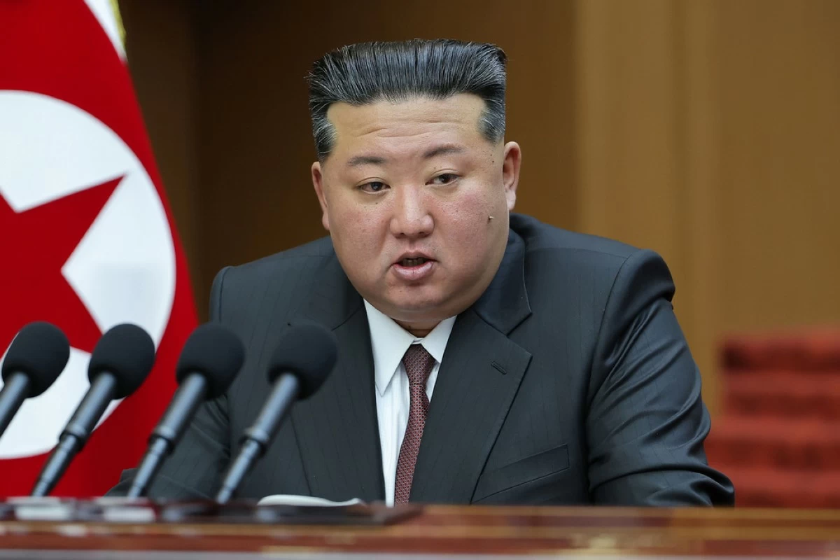 In this photo provided by the North Korean government, its leader Kim Jong Un delivers a speech during a session of the Supreme People’s Assembly at parliament in Pyongyang, North Korea Monday, March 23, 2026. (Korean Central News Agency/Korea News Service via AP)