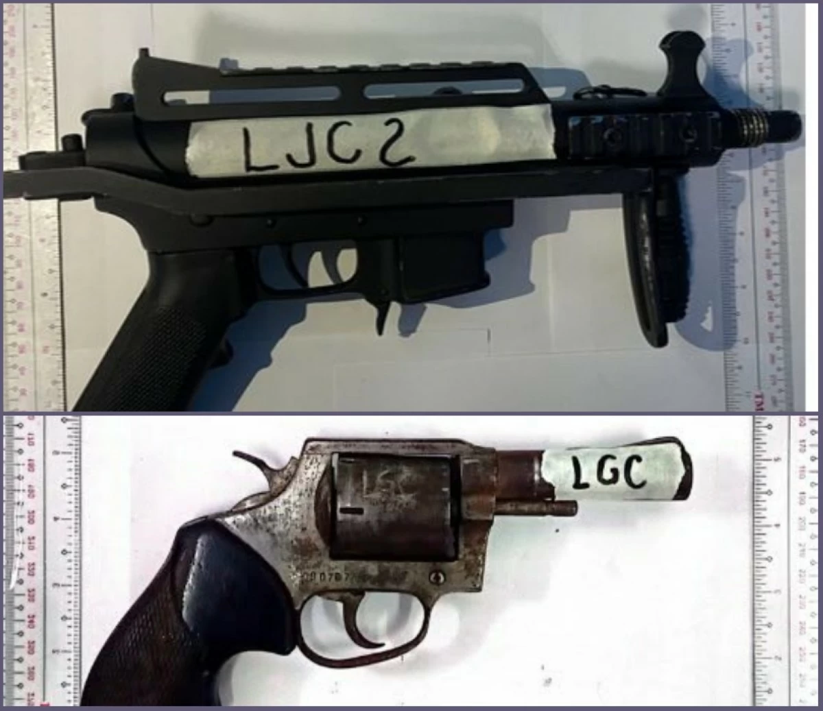 The two firearms confiscated by the Taguig police on April 8 (Photos from Taguig police / SPD)