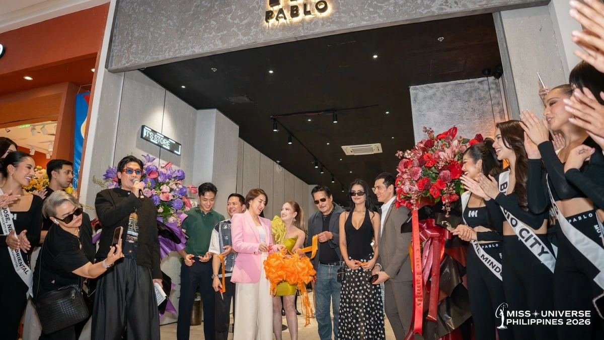 Miss Universe Philippines Vice President for Global and National Search Mags Cue (center) and other guest celebrities join the opening of Pablo flagship store at Ayala Malls in Paranaque City on April 8. (Images courtesy of Facebook)