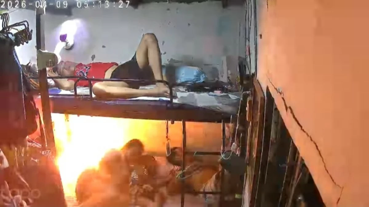 Screengrab from CCTV footage shows the portable fan explosion inside a Caloocan City home. (Courtesy of Jhinky Bolante Almoete)
