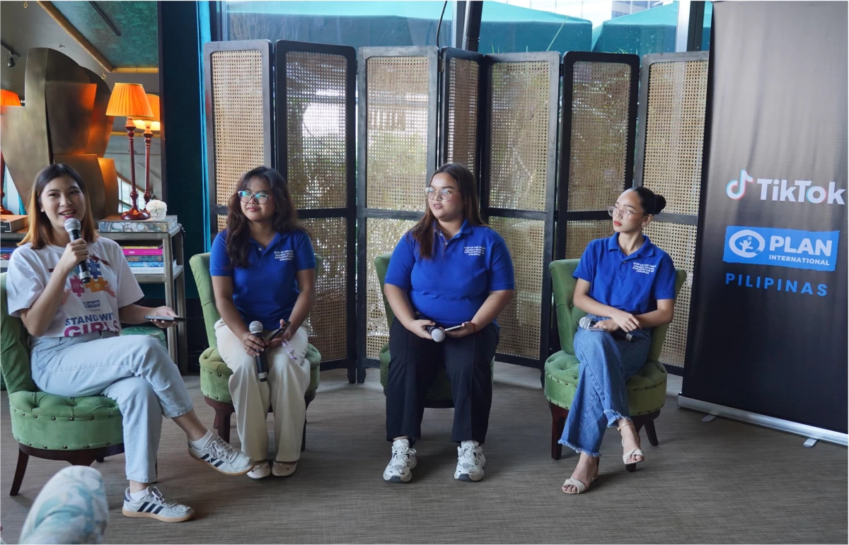 Plan International Pilipinas Youth Advocates and first teen members of TikTok's #ThinkTwice Troop Rinoa, Shantel, Marianne, and Kathleen