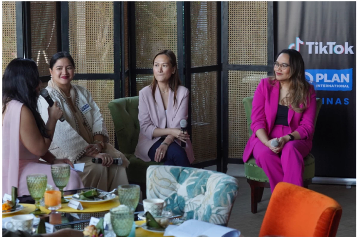 (From left) Pebbles Sanchez-Ogang, executive director, Plan International Pilipinas; Irish Almeida, chief privacy officer, Globe Telecom; and Lyqa Maravilla, licensed professional teacher and creator.
