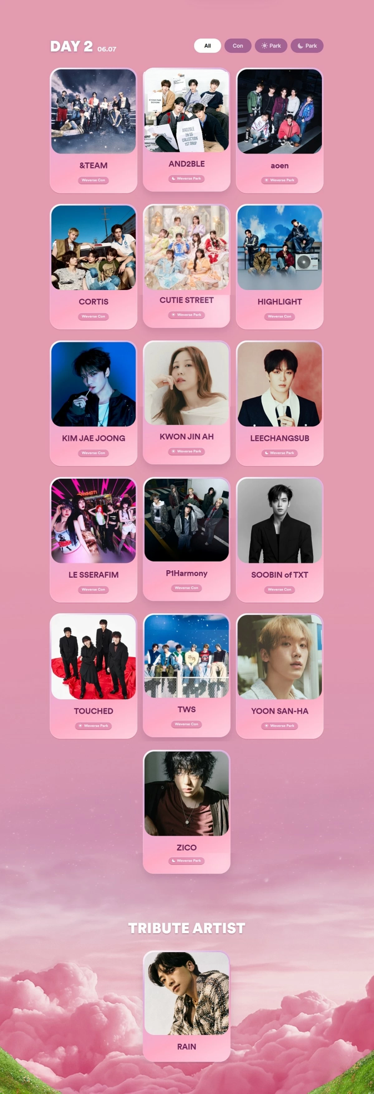The lineup for Day 1 (Weverse) 