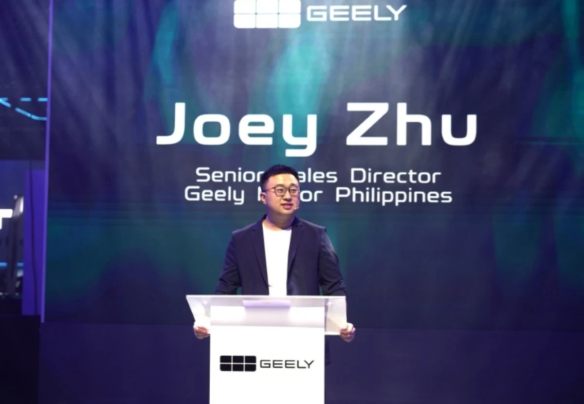 Mr. Joey Zhu, Senior Sales Director for Geely Motor Philippines, talks about the EX2 at the brand's launch event during MIAS 2026.