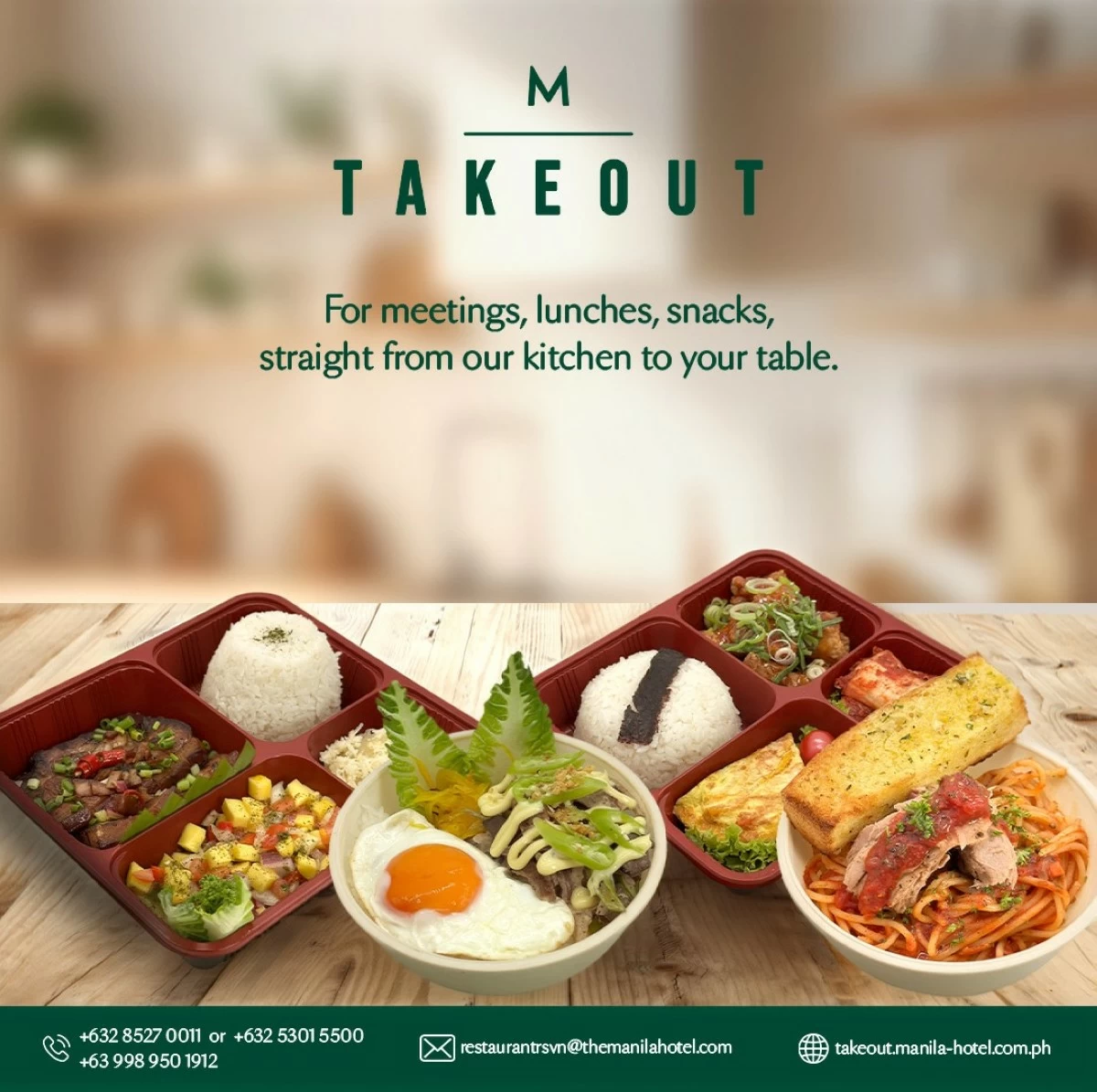 Takeout provides a convenient yet elevated option with a wide selection of solo meals, rice and noodle bowls (Photo courtesy of The Manila Hotel)