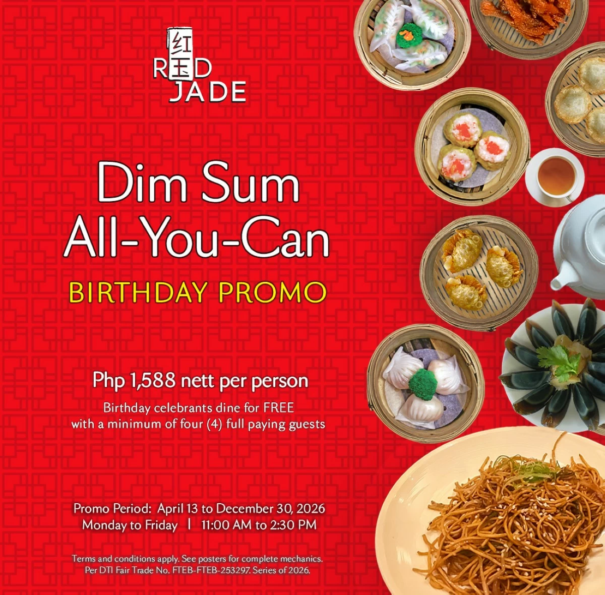 Adding a celebratory touch, birthday celebrants can avail Dim Sum All-You-Can for free when accompanied by four full-paying guests (Photo courtesy of The Manila Hotel)