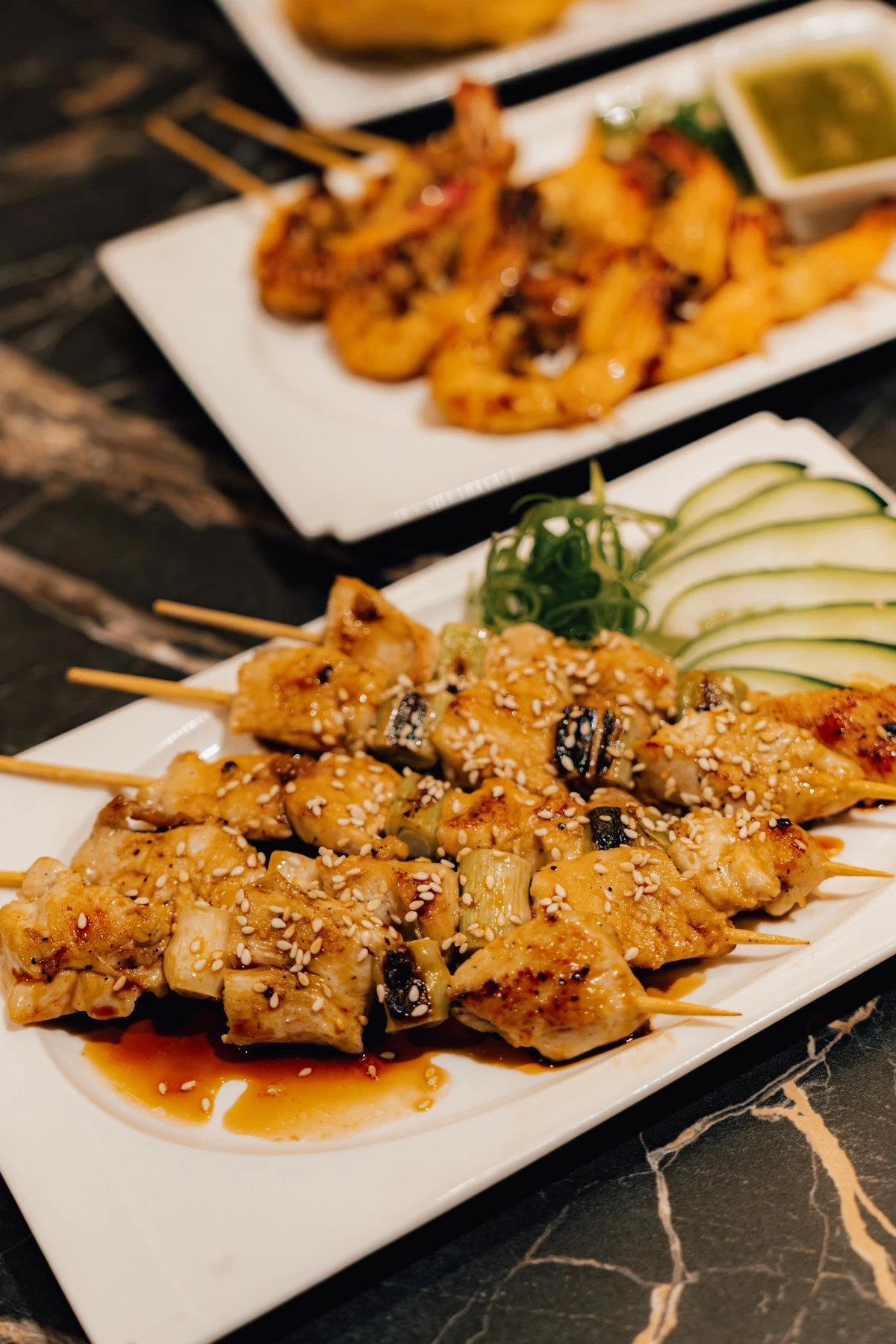 Barchows Shrimp ala Plancha and Chicken Yakitori (Photo courtesy of The Bevvy)