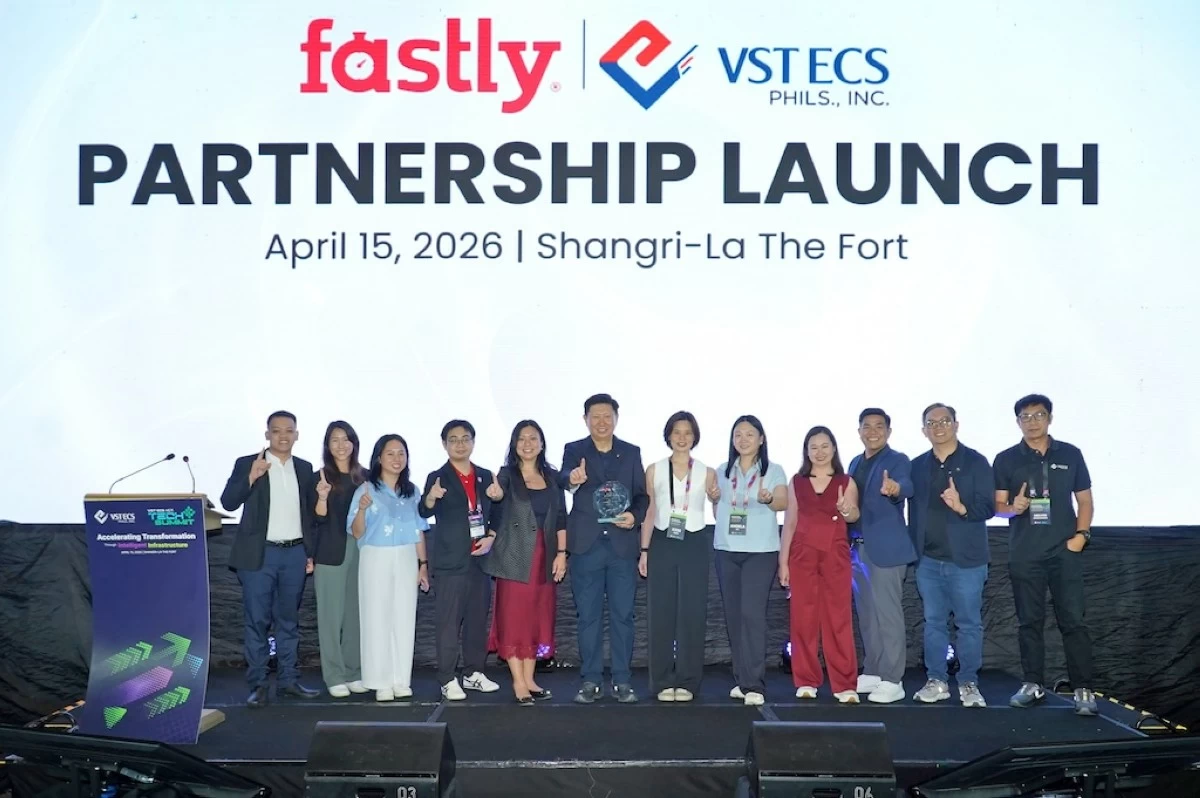 Pictured during the official launch of Fastly in the Philippines and the formal appointment of VST ECS Phils., Inc. as its country distributor are (from left to right): Adam Basco, SDR lead, Fastly; Jillian Chim, JAPAC marketing team lead, Fastly; Miracle Lim, senior account executive for Singapore and the Philippines, Fastly; Shu Teng Loh, senior sales engineer for Asia, Fastly; Rachel Ler, area vice president for Asia, Fastly; Jimmy Go, president and CEO, VST ECS; Princess Chua, COO and EVP, VST ECS; Angel Go, director and VP for operations, VST ECS; Cherry Centeno, 1st VP and group GM for Value Business, VST ECS; Leo Vallente, 3rd AVP and GM for NTG2, VST ECS; Justin Rivera, manager for TPS Group B, VST ECS; and Melvin Manzanares, assistant manager for TPS Group B, VST ECS.