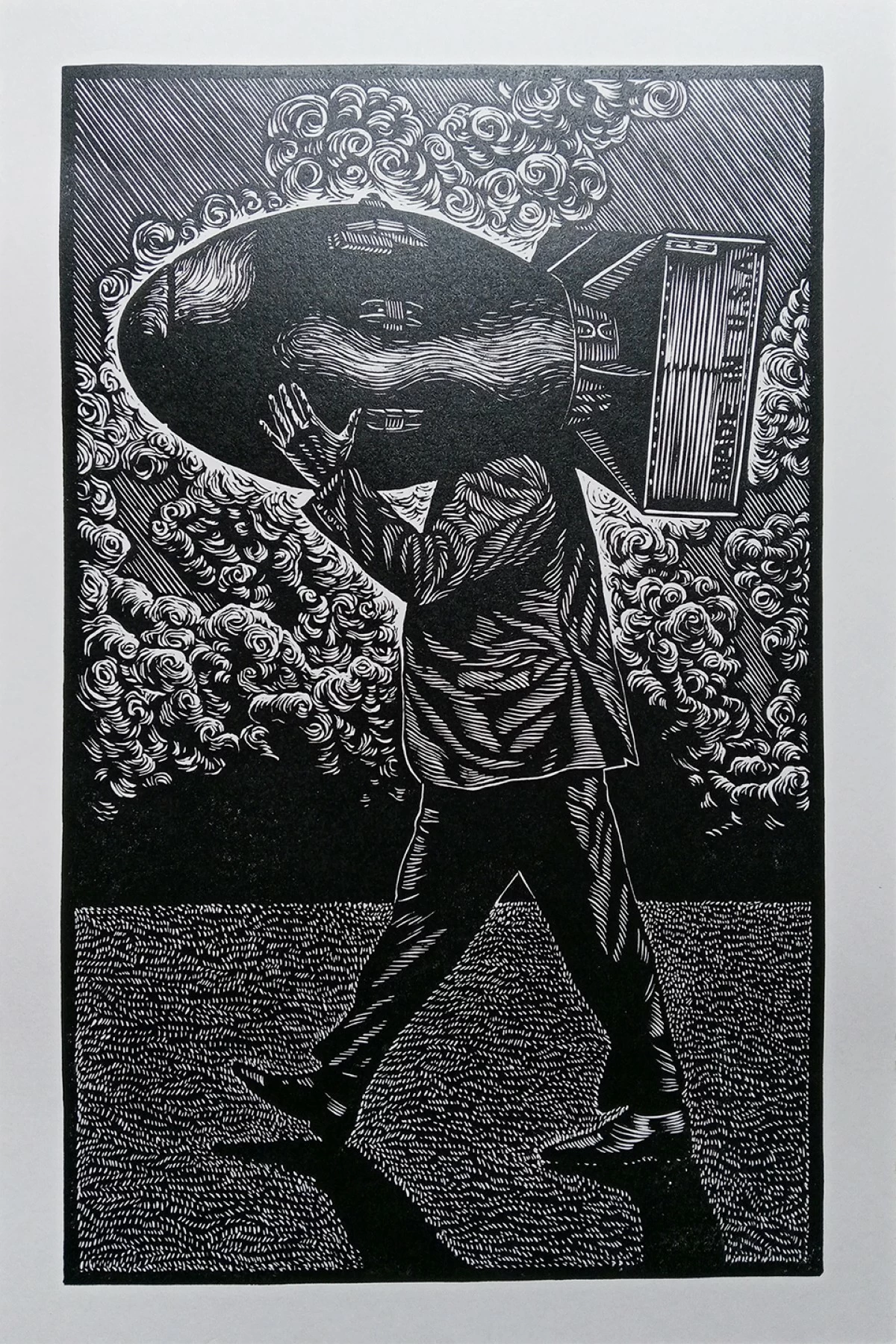 'KALAKAL,' rubbercut on paper, Resty Flores, 2026