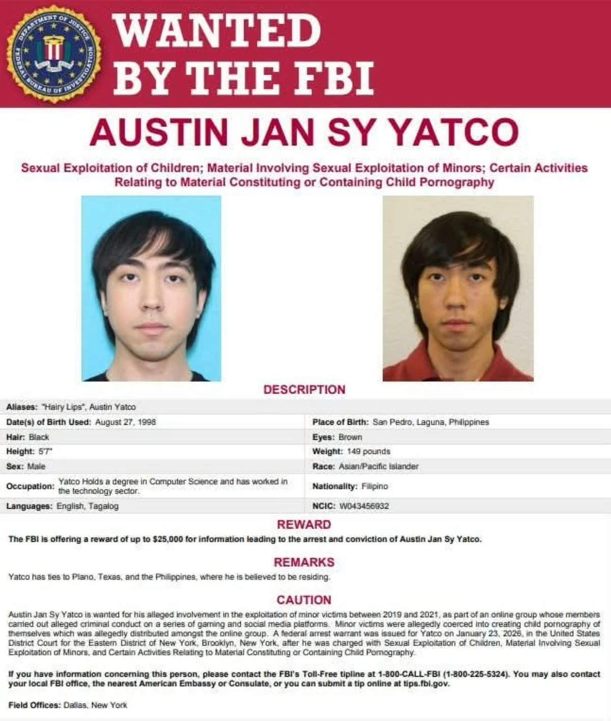 Photo from FBI-Dallas