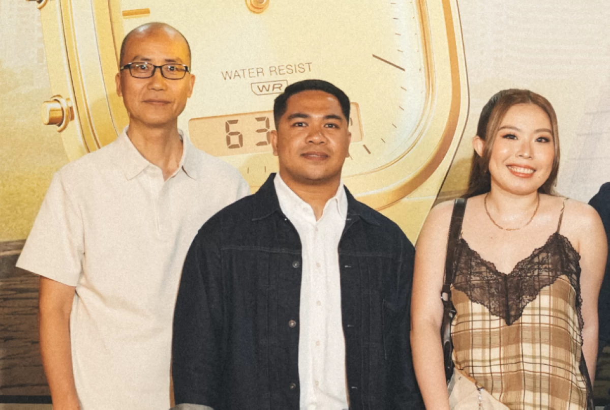  Exodus Time Industries, Inc.’s general manager Tony Yiu, with its brand marketing’s  James Lelis and Marielle Daroya