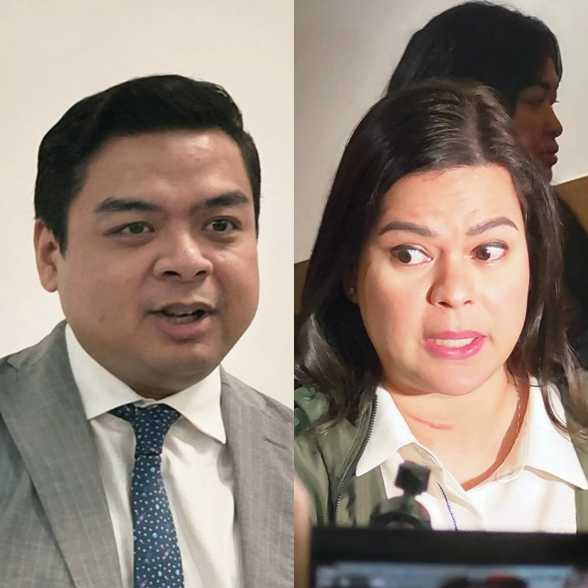 Bicol Saro Party-list Rep. Terry Ridon (left), Vice President Sara Duterte (Ellson Quismorio/MANILA BULLETIN)