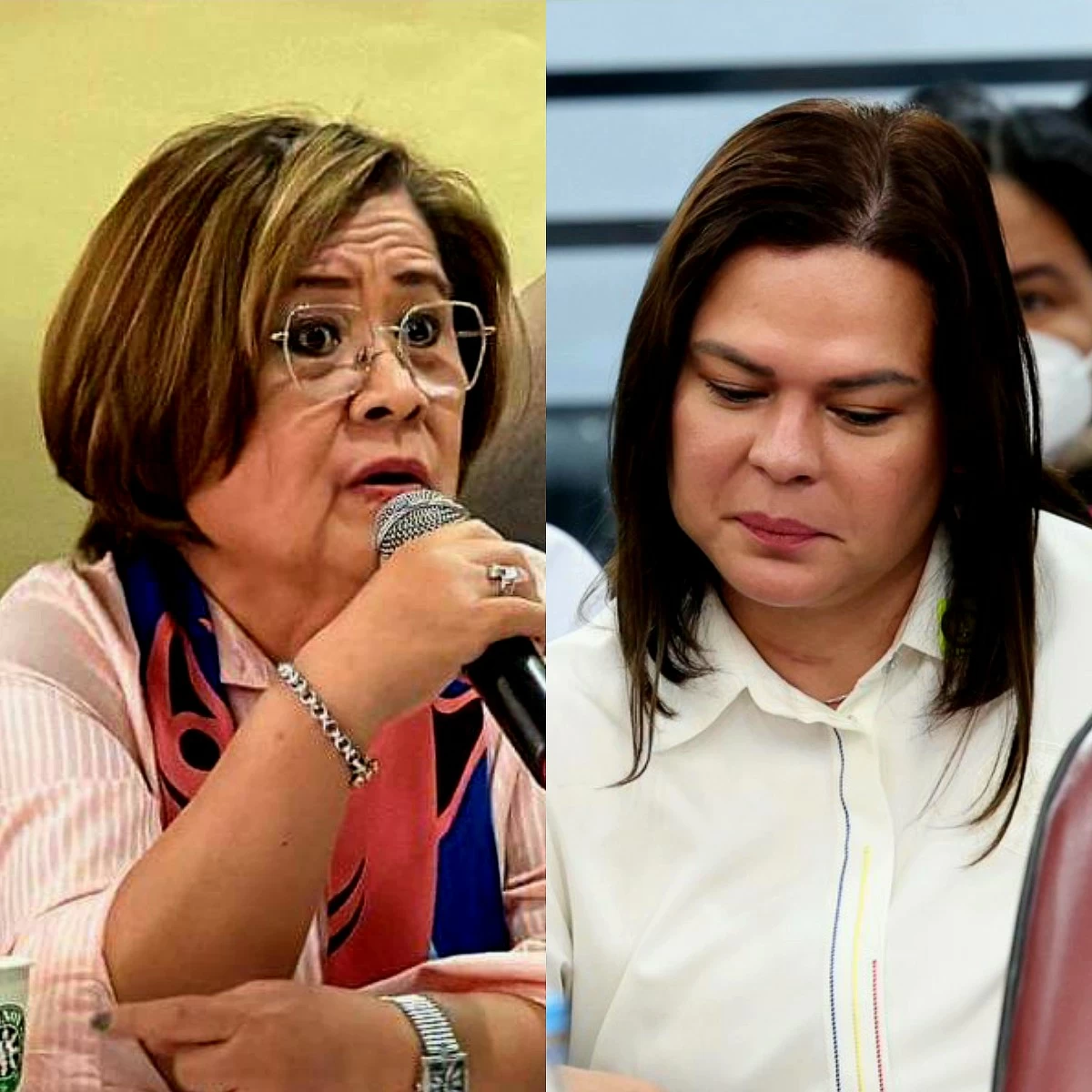 Mamamayang Liberal (ML) Party-list Rep. Leila de Lima (left), Vice President Sara Duterte (Facebook, PPAB)