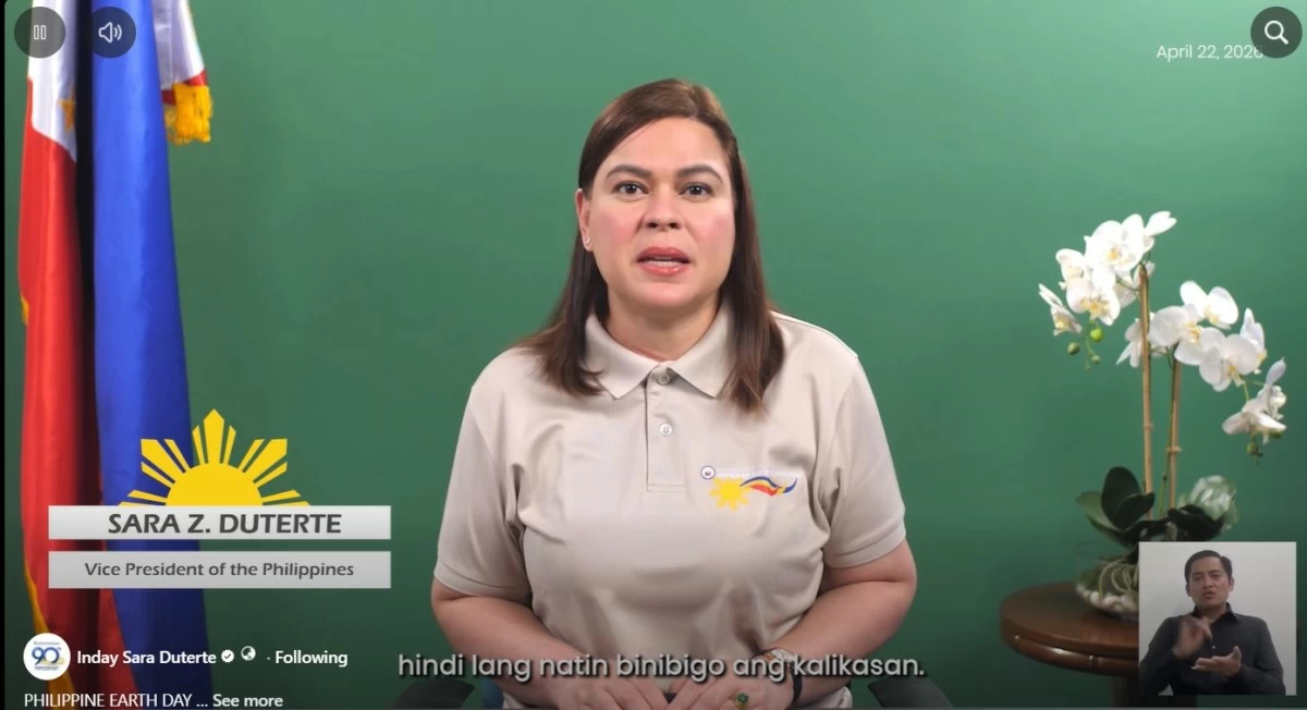 On Earth Day 2026, Duterte calls for accountability and grassroots climate action to protect Filipino communities from worsening disasters. (Screenshot: Inday Sara Duterte Facebook)